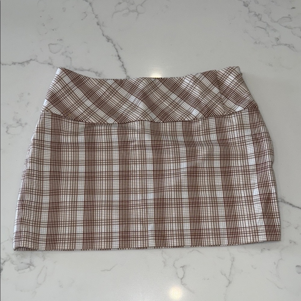 Sunday Best Tan and Cream Mini Skirt